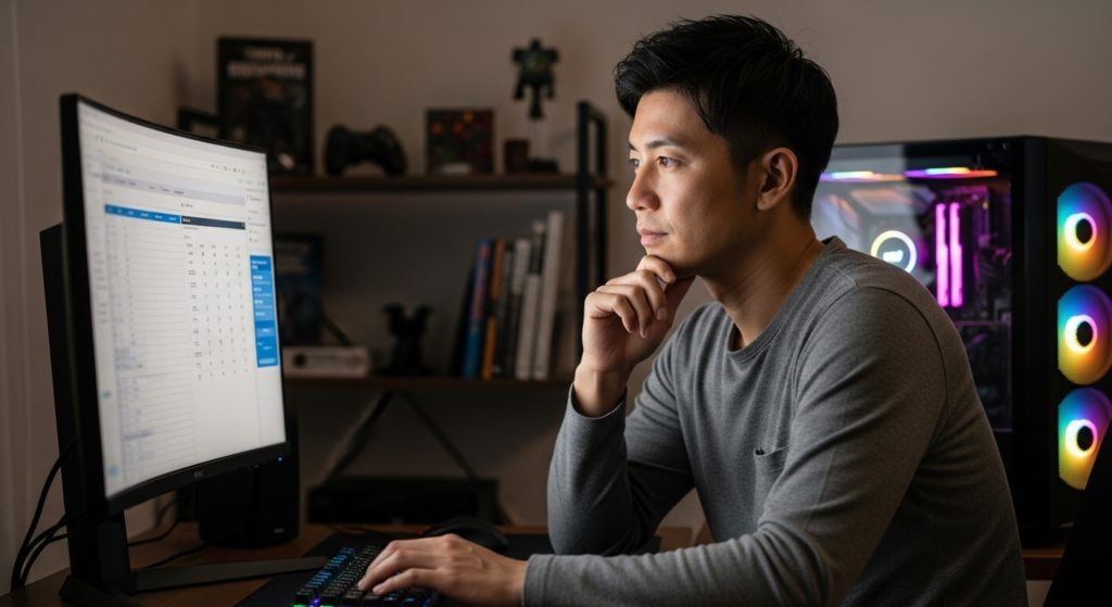 夜中に光るPCのイメージ画像