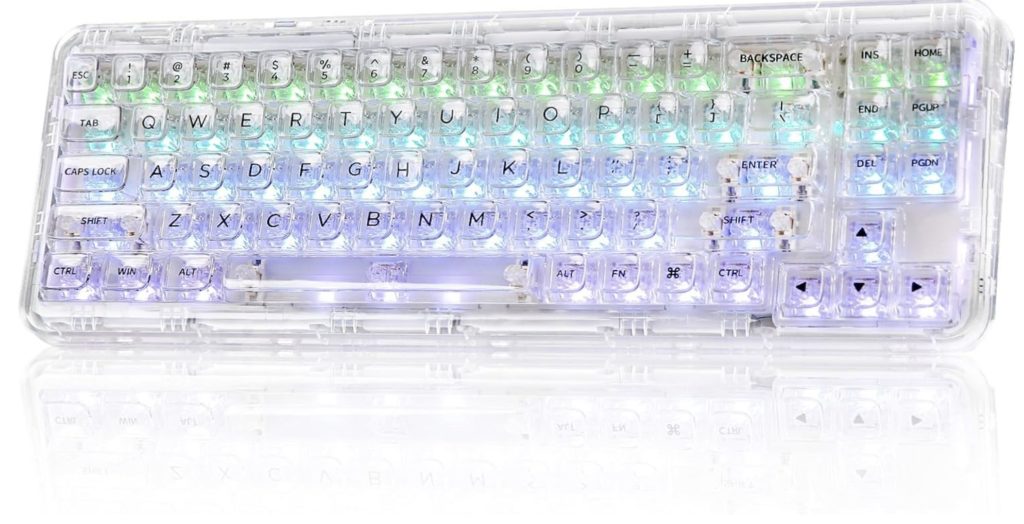 YUNZII X71 メカニカルゲーミングキーボード 透明キーキャップ 71キー 68%配列 ワイヤレス ホットスワップ対応